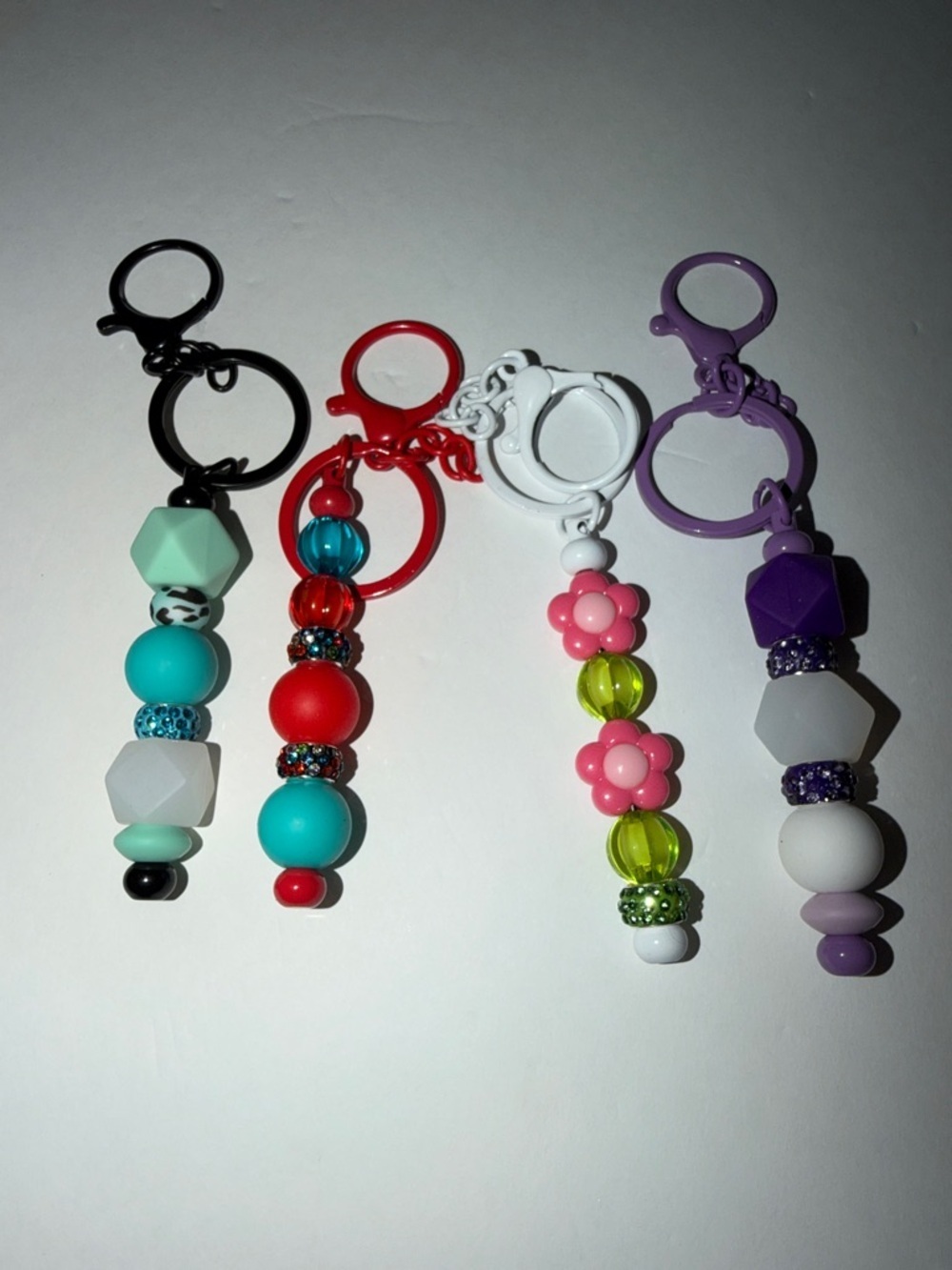 Beaded Keychain Charm - Multi Color 4 piece lot